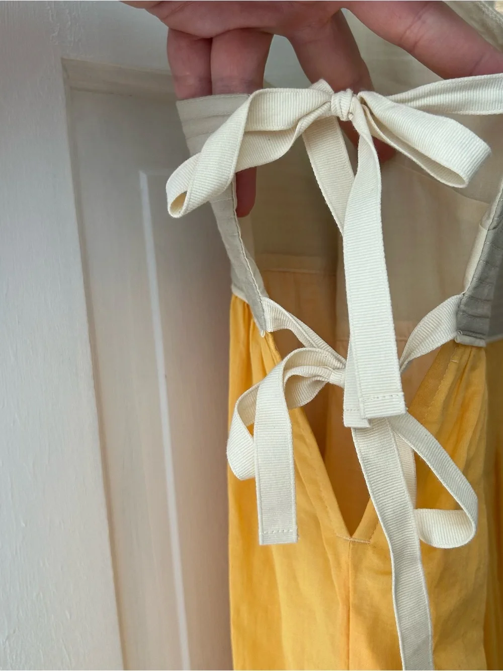 Tory Burch Yellow, Beige and Light Blue Colorblock Maxi Dress